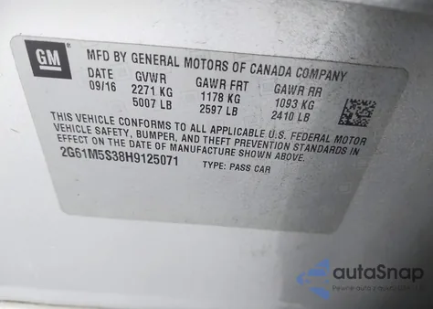 2017 Cadillac Xts Luxury z USA, uszkodzony, nr VIN 2G61M5S38H9125071